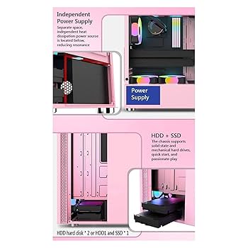 Amazon.com: ZXFF Pink Gaming Case, Mid-Tower ATX/M-ATX/Mini
